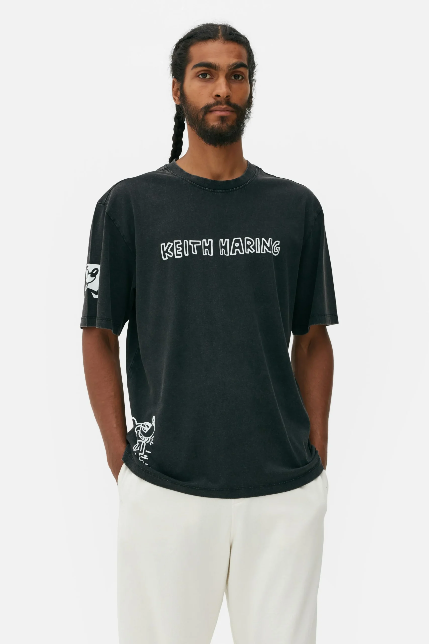 T-shirt Lavagem ácida Disney Mickey X Keith Haring