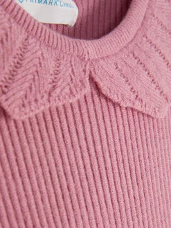 T-shirt Manga Comprida Colarinho Folhos