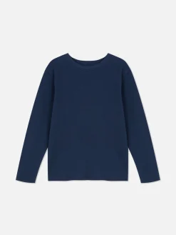 T-shirt Manga Comprida Padrão Waffle