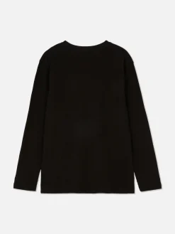 T-shirt Manga Comprida Padrão Waffle