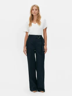 T-shirt Mistura Algodão Decote V