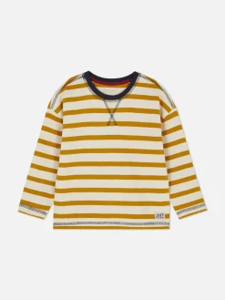 T-shirt Texturada Manga Comprida Riscas