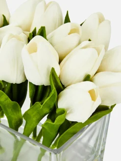 Tulipas Artificiais Jarra Vidro Retangular