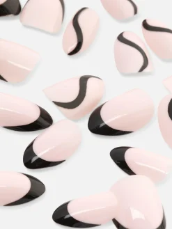 Unhas Postiças Amêndoa Ponta Contrastante Brilho PS...