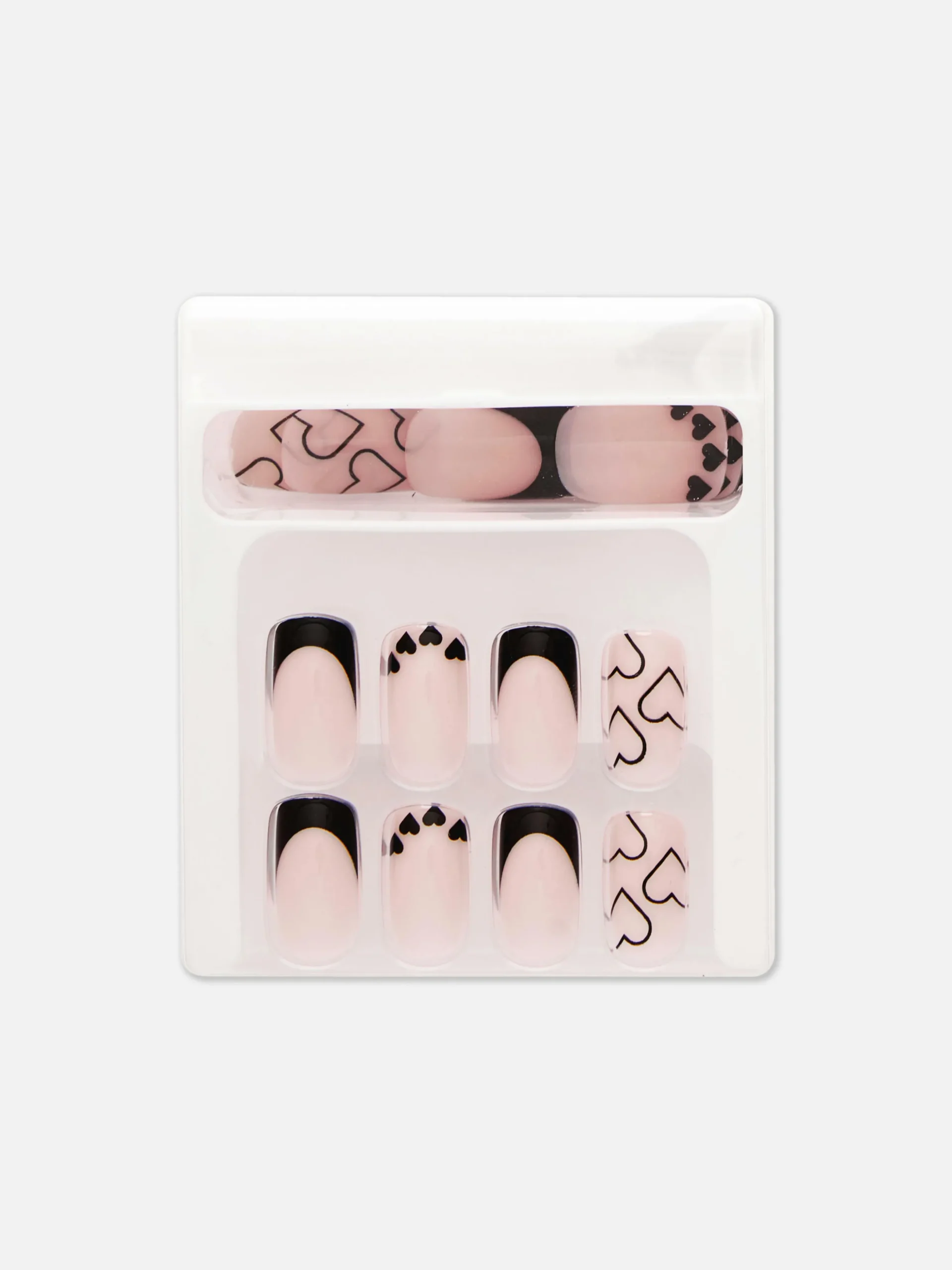 Unhas Postiças Quadradas Brilhos Corações PS...