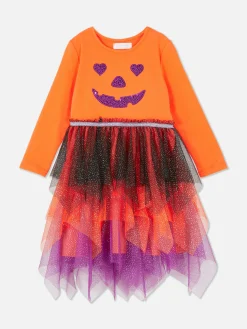 Vestido Abóbora Lantejoulas Halloween
