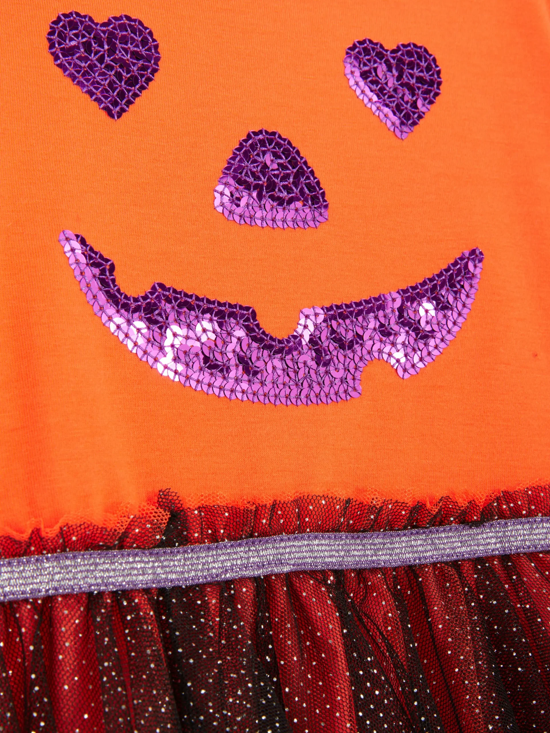 Vestido Abóbora Lantejoulas Halloween