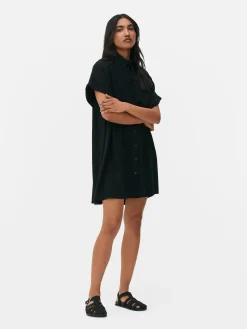 Vestido Camiseiro Corte Descontraído Manga Curta