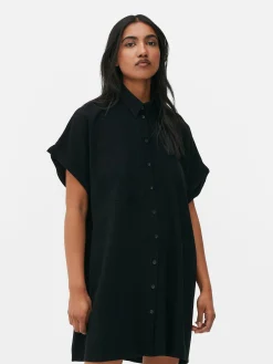 Vestido Camiseiro Corte Descontraído Manga Curta