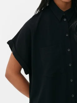 Vestido Camiseiro Corte Descontraído Manga Curta