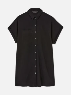 Vestido Camiseiro Corte Descontraído Manga Curta