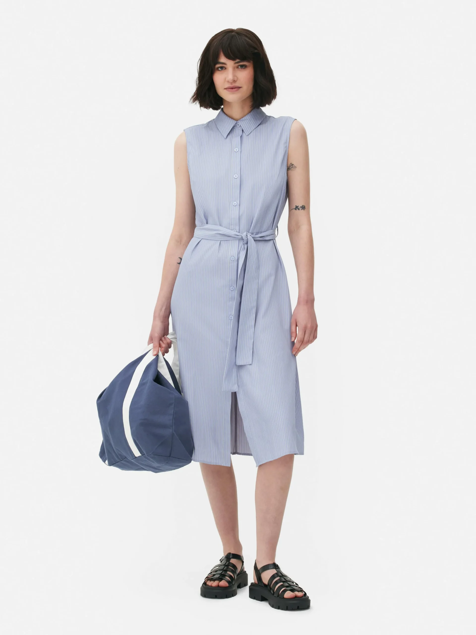 Vestido Camiseiro Midi S/ Mangas