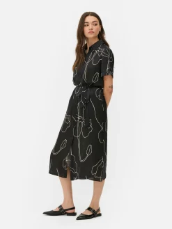 Vestido Camiseiro Moldes Estampados Midi