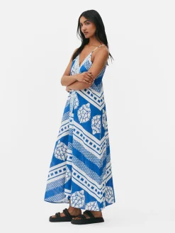 Vestido Comprido Padrão Azulejo