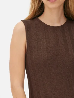 Vestido Comprido S/ Mangas Texturado Riscas