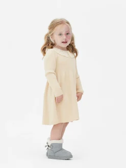 Vestido Malha Colarinho Bordado