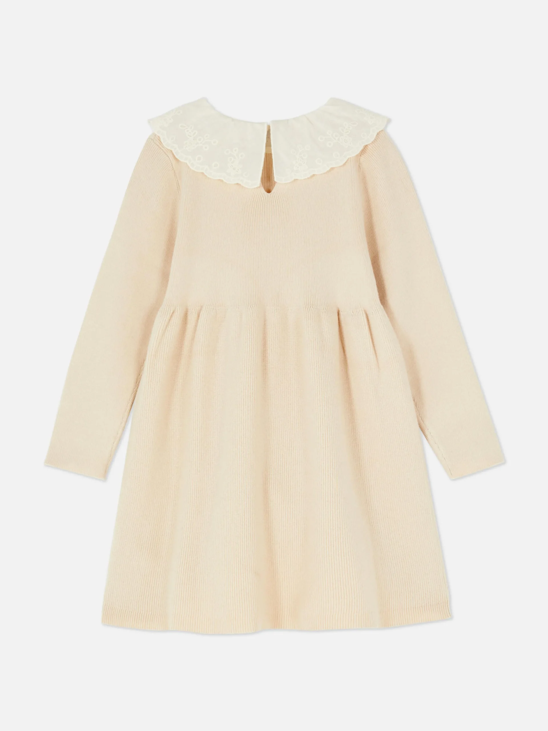 Vestido Malha Colarinho Bordado