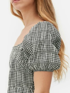 Vestido Midi Camadas Manga Balão Guingão