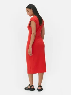 Vestido Midi S/ Mangas Franzido