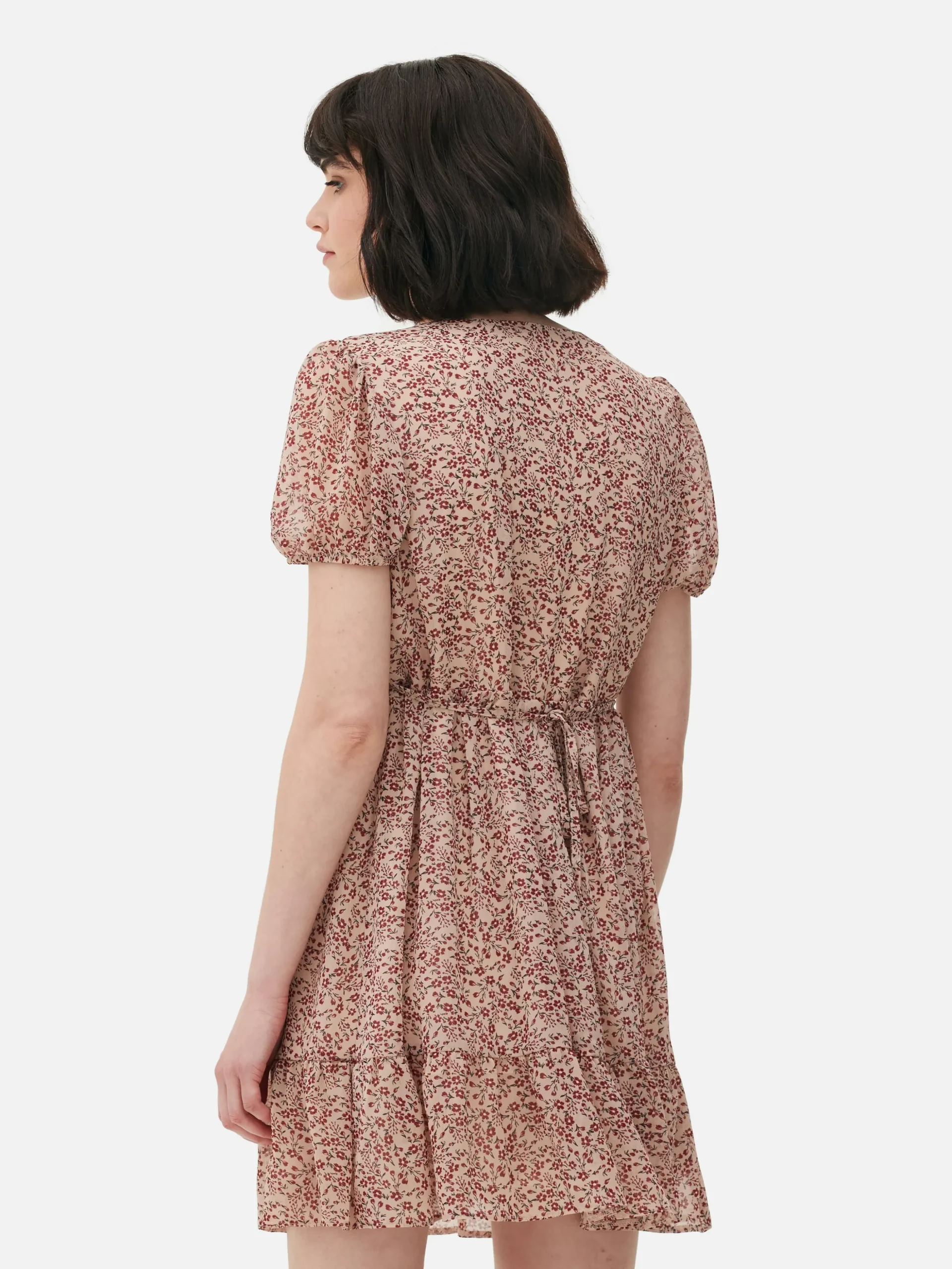 Vestido Mini Chiffon Manga Balão