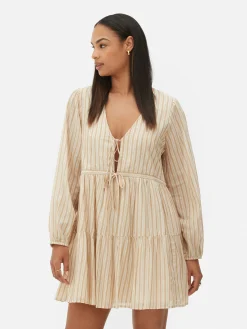 Vestido Mini Franzido Laço Frente