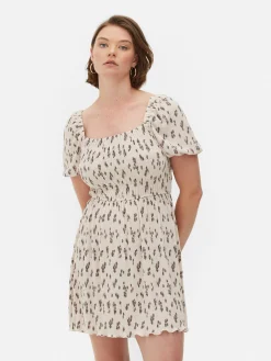 Vestido Mini Plissado Franzido