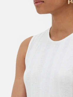 Vestido Mini S/mangas Canelado