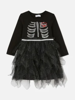 Vestido Tutu Halloween Esqueleto
